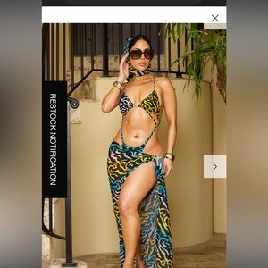 Vibrant Blue and Yellow Women's 3 piece Swimsuit set